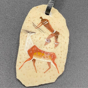 Handpainted Ostrich Egg Tribal  Necklace - South Africa